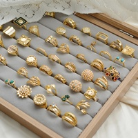 Cincin Perhiasan Pengantin Klasik, Cincin Tunangan Pernikahan Desain Bunga Trendi, Kuningan Zirkon Lapis Emas 18K, Ukuran Dapat Disesuaikan