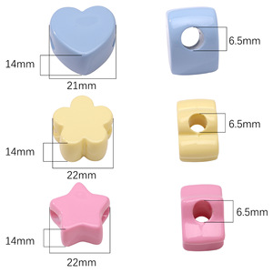 Perles acryliques en gros à gros trous, perles étoiles et cœurs à gros trous, accessoires de mode DIY pour la fabrication de bijoux - Product Image 5