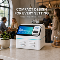 Nouveau produit 2026 : Station de recharge portable 4 emplacements pour banques d'alimentation partagées 5000 mAh, avec écran publicitaire et terminal de point de vente, pour ordinateurs portables et téléphones