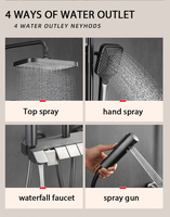 Mitigeur de douche Système de robinets de bain et de douche Ensemble de robinet de douche noir Piano Push Rain