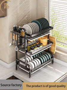 Rak penyimpanan piring dapur, meja rumah tangga multifungsi, rak penyimpanan pisau drainase, sumpit pengering papan - Product Image 3