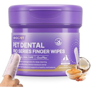 ผ้าเช็ดทำความสะอาดฟันสัตว์เลี้ยง HICC PET Pet Dental Pro Series ขนาด 3.2 x 1.7 นิ้ว สำหรับทำความสะอาดอย่างล้ำลึกสำหรับสุนัขและแมว รสเนยถั่ว - Product Image 1