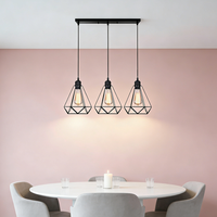 Lustre carré en fer moderne et simple pour salle à manger, ampoule LED E27, taille moyenne, hauteur réglable, lampe de table à intensité variable