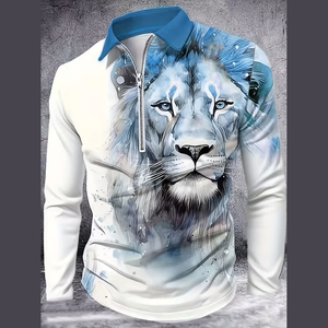 Camiseta Polo <span class=keywords><strong>de</strong></span> <span class=keywords><strong>Manga</strong></span> <span class=keywords><strong>Larga</strong></span> con Estampado 3D <span class=keywords><strong>para</strong></span> <span class=keywords><strong>Hombre</strong></span>, Primavera y Otoño, Estilo Casual y Moderno - Product Image 1