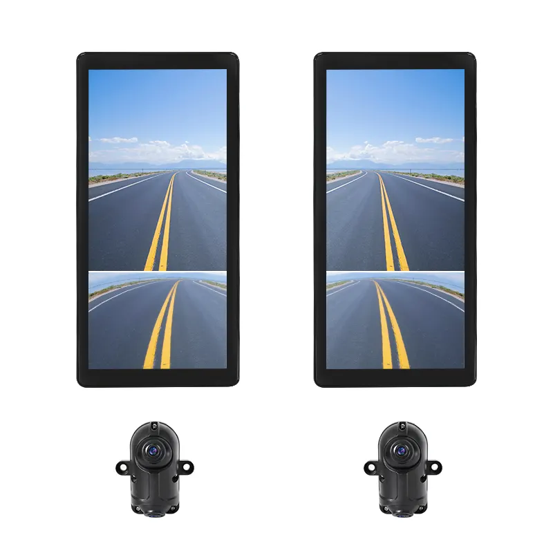 หน้าจอ LCD แยก2นิ้ว Ai BSD ระบบกระจกมองหลังแบบอิเล็กทรอนิกส์10.36นิ้วพร้อมกล้อง2ตัวสำหรับรถพ่วงรถบรรทุกรถบัส RV
