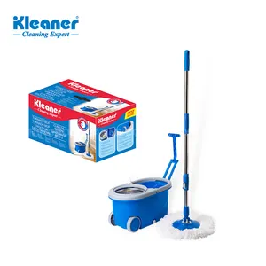 Kleaner Washing Spinner Einfache Reinigung Teleskop Aluminium Wet Dry Griff 360 rotierend Magic Set Mop Eimer mit Rädern