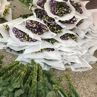 Rangkaian Bunga Mawar Segar Warna Pink dan Eustoma Alami untuk Dekorasi Keranjang Gantung, Menggunakan Kapas Penyerap, Panjang 70-80cm, 3+ Bunga Dounan di Tengah