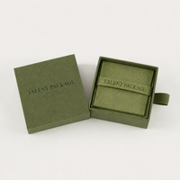 Pochette à bijoux portable en microfibre avec logo personnalisé, pochette en velours 8x8cm, emballage de bijoux en daim avec boîte tiroir en carton rigide pour bagues