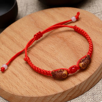 Bracelet double poisson tressé à la main style vintage, corde rouge aux couleurs du Festival des Bateaux-Dragons, petits cadeaux tendance en lot