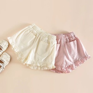 Pantaloncini Estivi per Bambine 2026, Stile Coreano, Casual, <span class=keywords><strong>in</strong></span> Cotone e Spandex, con Elastico <span class=keywords><strong>in</strong></span> Vita, Volant e Tasche <span class=keywords><strong>in</strong></span> Pizzo - Product Image 2