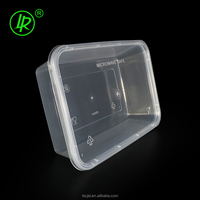 Boîtes à lunch rectangulaires transparentes de 650 ml, résistantes au micro-ondes, en plastique jetable, contenants alimentaires à emporter avec couvercle plat