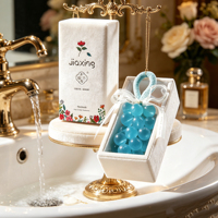 Savon en barre de cristal avec logo personnalisé, savon pour le corps à l'huile de noix de coco transparente fait à la main avec impression laser, boîte cadeau de luxe, utilisation quotidienne