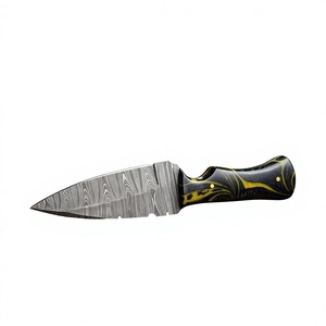 Cuchillo de Hoja Fija con Punta de Gota de Acero de Damasco, Mango Colorido, Personalizable, Fácil de Transportar, Garantía de 3 Años para Caza y Camping - Product Image 2