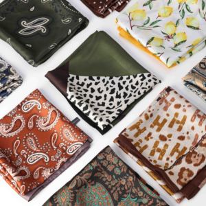 <span class=keywords><strong>Foulard</strong></span> carré pour femme <span class=keywords><strong>en</strong></span> <span class=keywords><strong>soie</strong></span>, imprimé tendance, accessoire drapé <span class=keywords><strong>en</strong></span> tissu satiné - Product Image 3