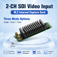Kartu Pengambilan Video Internal Industri M.2 M-Key PCIe2.0 X4 2CH SDI 1080P60 YUY2 Mode Tunggal/Ganda/Triple