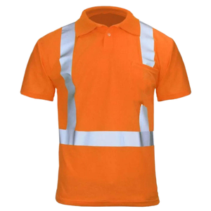 Polo haute visibilité à manches courtes, chemise haute visibilité avec bande réfléchissante thermoscellée, chemise de travail respirante et réfléchissante - Product Image 1