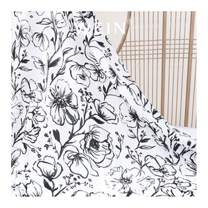 WI-B07 fornitore all'ingrosso in bianco e nero big flower line drawing pattern tessuto crepe Faille stampato per indumenti - Product Image 5