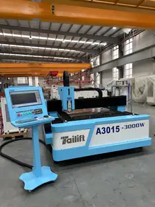 Mesin pemotong Laser serat CNC, 10% w 1000W 2000W 4000w 6000w dengan meja tunggal untuk pemotong logam baja aluminium tembaga