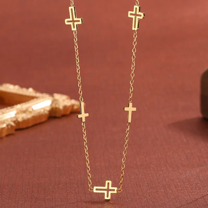 Fashion 18K <b>Gold</b> Plated 304 Stainless Steel Flower Cross Star Shape Necklace for Women Trendy Design Perfect for Casual Outfits - Product Image 2