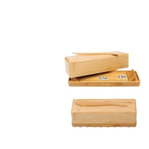 Plato para mantequilla de bambú Xintao con cuchillo y tapa, bandeja rectangular de madera para mantequilla para uso en la cocina - Product Image 5