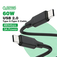 Câble de charge rapide USB-C vers Type-C 60W WISTAR, prix d'usine, cordon d'alimentation PD, câbles de données pour téléphone Type-C