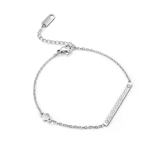 customized crystal jewely bar stainless steel chain bracelet designer charm bracelet for women