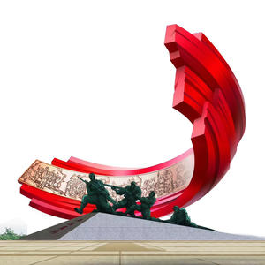 Elegante Escultura Abstracta China de Acero Inoxidable con Relieve, Pulido Espejo, Anillo de Luna Luminoso, Ciervo, Pabellón Hueco, Verde Parque - Product Image 5