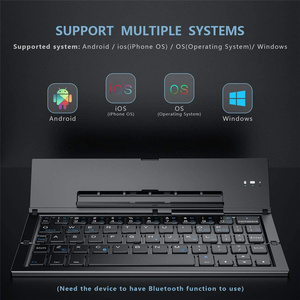 New Folding Wireless Rechargeable 58-Key Keyboard Ultra Thin BT Wireless USB 3.0 Aluminum Supports 3 Devices for Phone Tablet - Product Image 6
