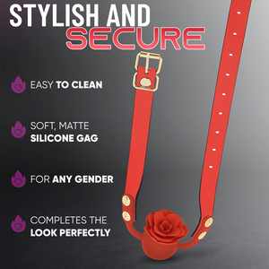 Kırmızı Gül Tasarımlı Silikon Ayarlanabilir Askılı Zarif Rahat Rol Yapma Aksesuarları Ağız Topu <span class=keywords><strong>Gag</strong></span> - Product Image 4