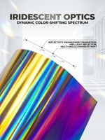 Autocollant en cristal UV DTF laser doré, film de transfert AB pour logo personnalisé, étiquette en cristal holographique doré imperméable, en feuille