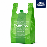 Gilet en plastique HDPE blanc personnalisé avec logo, imperméable, poignée latérale, soufflet, impression « Merci », recyclable, écologique, pour salades, vente en gros