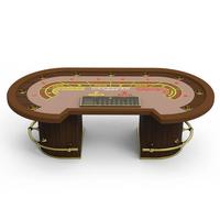 Table de baccarat de casino YH luxueuse en bois massif avec pieds semi-circulaires et pédale en acier inoxydable