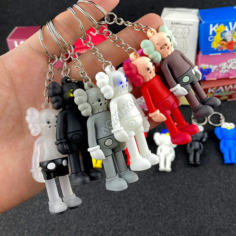 soft pvc keyring with box cartoon character wholesale custom keychain 3d rubber key chains