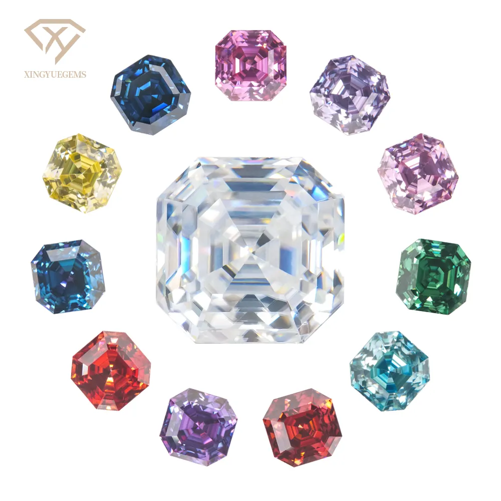 Xingyue produttore lab grown Gra certificato rosa blu giallo colore bianco VVS1 def sciolto asscher cut diamond moissanite stone