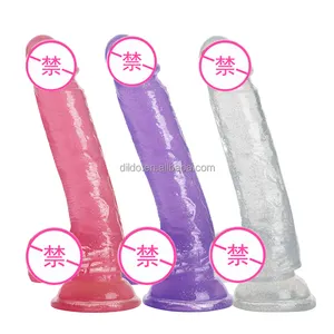 9 inç glitter temizle TPR yapay penis eşcinsel erkekler için kristal yapay penis