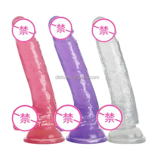 9inch glitter clear TPR dildo for gay men crystal dildo