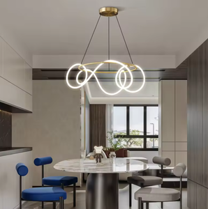 Nouveau Style Designer Lustres Lampe À Manger Moderne Nordique Led En Métal Silicone Anneau Linéaire Pendentif Lumières - Product Image 4