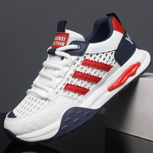 Zapatos deportivos informales de malla transpirable para hombre, suela gruesa, tacón con cuña oculta, zapatos Agan Dad, blanco, rojo, gris, negro, S05 - Product Image 1