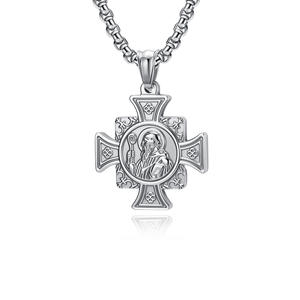 St. Benedict <b>Cross</b> Pendant Necklace Stainless Steel Men's Religious Jewelry Gift - Product Image 1