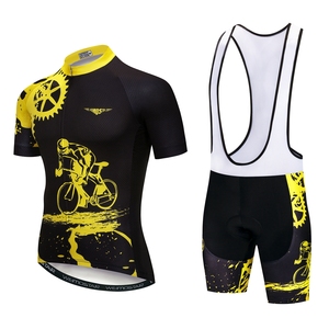 Conjunto personalizado de Jersey de ciclismo para hombre, ropa amarilla MTB, uniforme Maillot, pantalones cortos con pechera, Kit de camisa, ropa deportiva, uniforme de <span class=keywords><strong>ciclista</strong></span> - Product Image 1