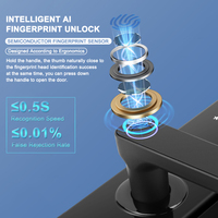 Serrure de porte intelligente TTLock à prix abordable avec empreinte digitale biométrique électronique, mot de passe, carte et clé pour les maisons