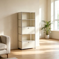 Armarios de Almacenamiento Modulares Abiertos y Móviles con Estructura de Acero Inoxidable Estilo Bauhaus para Dormitorios, Oficinas en Casa y Pasillos
