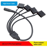 Adaptador de Corriente CC a Cable de Ventilador de Caja de Ordenador de Cobre Libre de Oxígeno de 4 Pines, Divisor de Ventilador de 12V de Uno a Cuatro