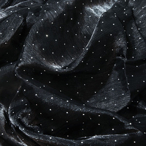 Tissu en organza de polyester texturé avec strass thermocollants, rigide et brillant, pour la décoration de mariage, les robes, les voiles et les événements - Product Image 2
