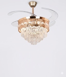 Elegant Gold Crystal LED <b>Ceiling</b> <b>Fan</b> <b>with</b> Retractable Blades <b>Remote</b> <b>Control</b> Silent Chandelier Light for Home Decor - Product Image 5