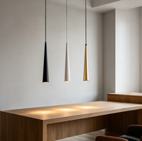 Lampe suspendue moderne en forme de cône, anti-éblouissement, faisceau étroit, LED, finition or brossé, pour galerie, hôtel, café, chevet de lit