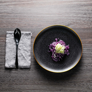 <span class=keywords><strong>Lareina</strong></span> platos de cena de 10,5 pulgadas de plato de cerámica anidación Conjunto de 4 placas de porcelana para ensalada de carne en la cocina restaurante negro mate - Product Image 3