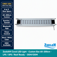 Lampe LED d'aquarium marin sur mesure 60-300cm pour coraux SPS LPS, avec minuterie intelligente Bluetooth, simulateur d'aube et de coucher de soleil, en noir et blanc
