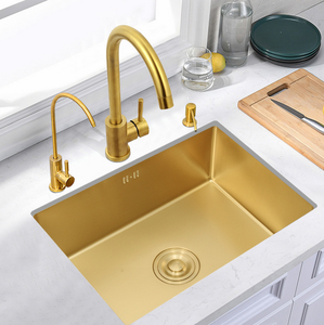 Évier de cuisine de luxe en or, évier utilitaire pour camping-car, évier en acier inoxydable à cuve unique, évier de cuisine profond et <span class=keywords><strong>petit</strong></span> avec plateau - Product Image 6