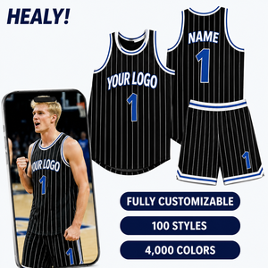 Camiseta de Baloncesto Personalizada Healy con Rayas Blancas y Negras, Impresión Sublimada, Absorbe la Humedad, Unisex, Adulto, Número 1 - Product Image 4